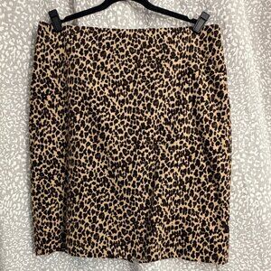 Talbots Leopard Print Stretch Pencil Skirt - Size 16